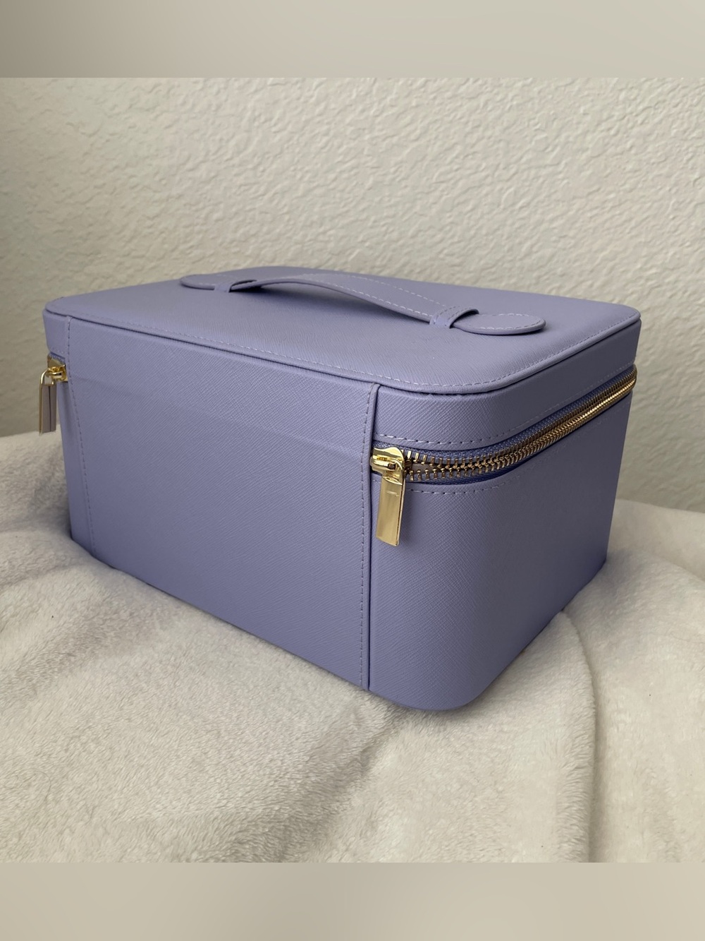 Tatcha Lavender Vanity Case Makeup Organizer Travel Cosmetic Box Mirror Gold Zip - Picture 10 of 14